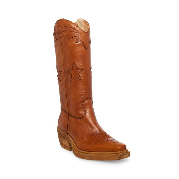 Dámské Boty Steve Madden Peyton Cognac Læder Hnědé | SM-321XT