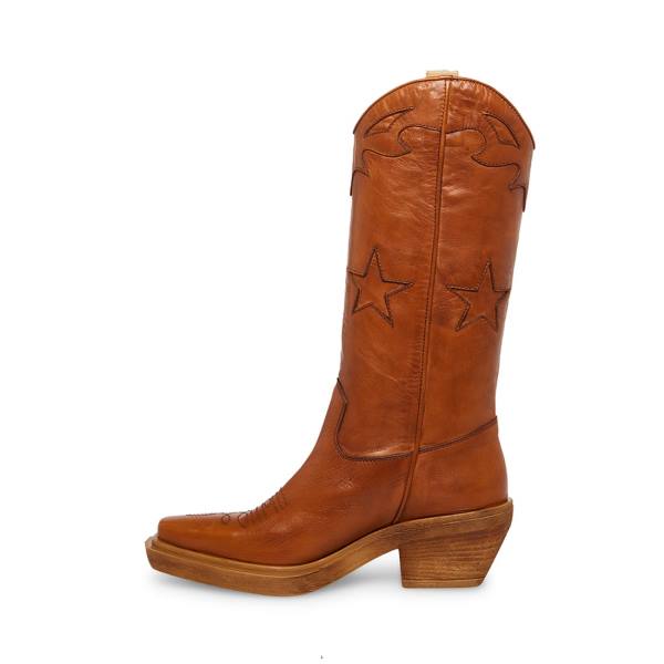 Dámské Boty Steve Madden Peyton Cognac Læder Hnědé | SM-321XT