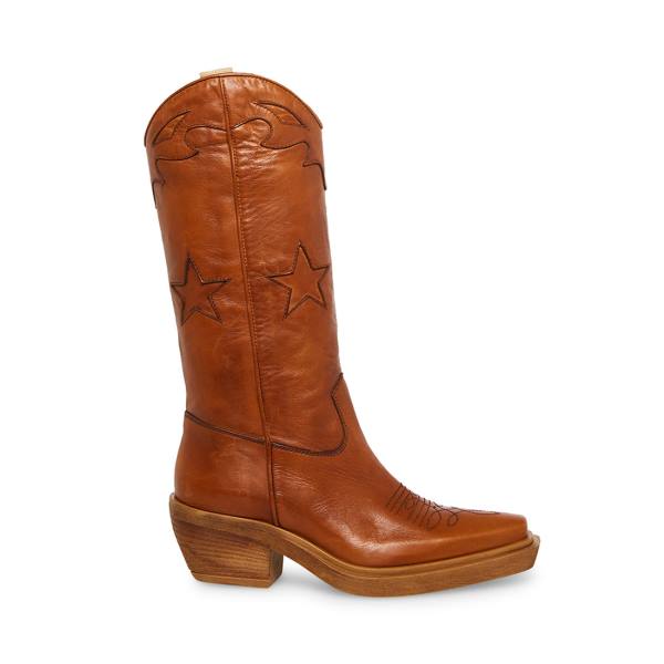 Dámské Boty Steve Madden Peyton Cognac Læder Hnědé | SM-321XT