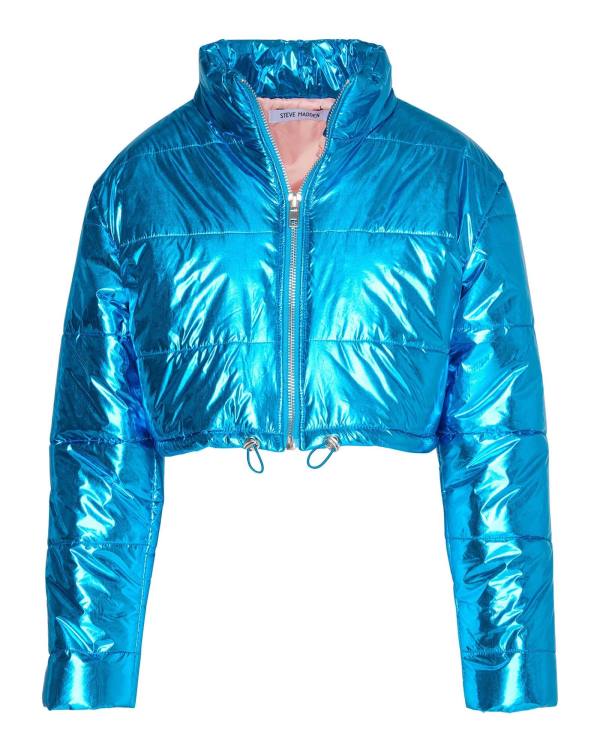 Dámské Bundy Steve Madden Cropped Metallic Puffer Blankyt | SM-085WH