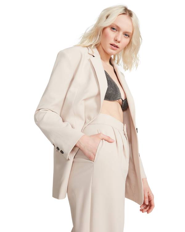 Dámské Bundy Steve Madden Oversized Blazer Ivory Bílé | SM-217ID