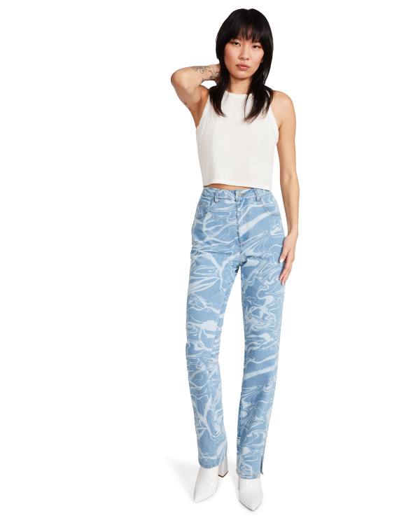 Dámské Kalhoty Steve Madden Denim Swirl Pants Blankyt | SM-765WS