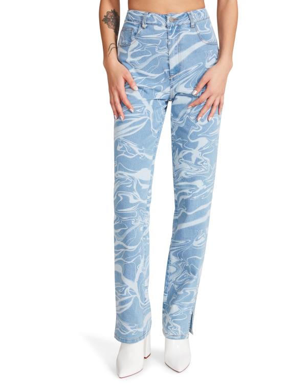 Dámské Kalhoty Steve Madden Denim Swirl Pants Blankyt | SM-765WS