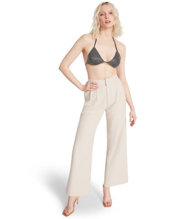 Dámské Kalhoty Steve Madden High Waisted Trouser Ivory Bílé | SM-628HT