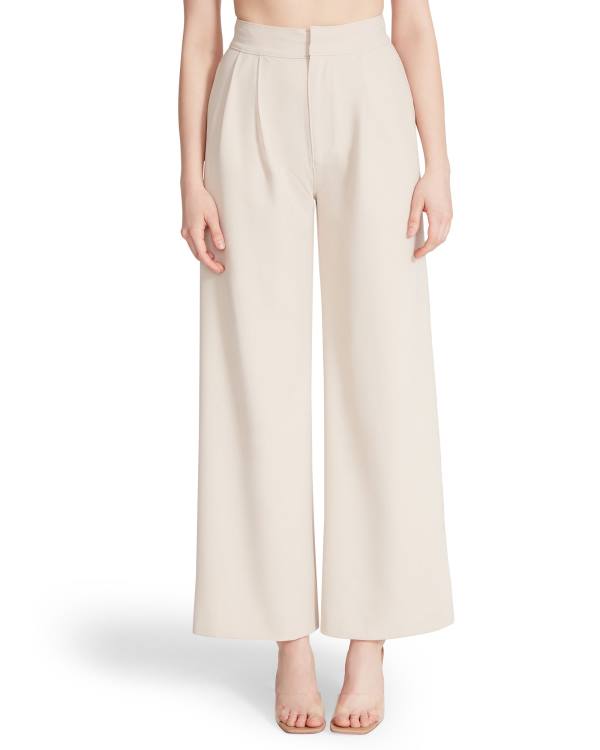 Dámské Kalhoty Steve Madden High Waisted Trouser Ivory Bílé | SM-628HT