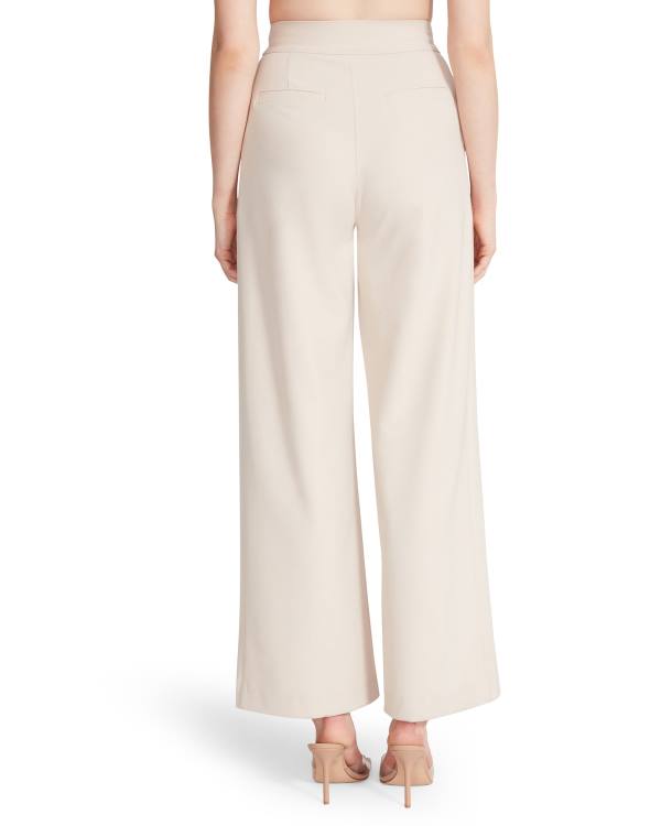 Dámské Kalhoty Steve Madden High Waisted Trouser Ivory Bílé | SM-628HT