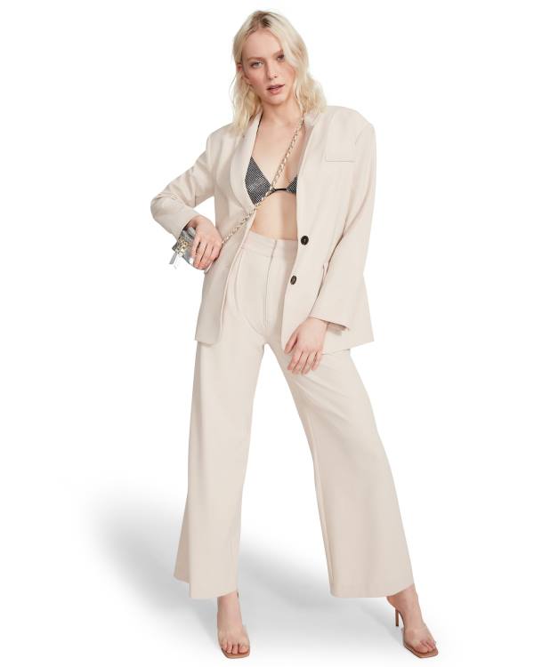 Dámské Kalhoty Steve Madden High Waisted Trouser Ivory Bílé | SM-628HT