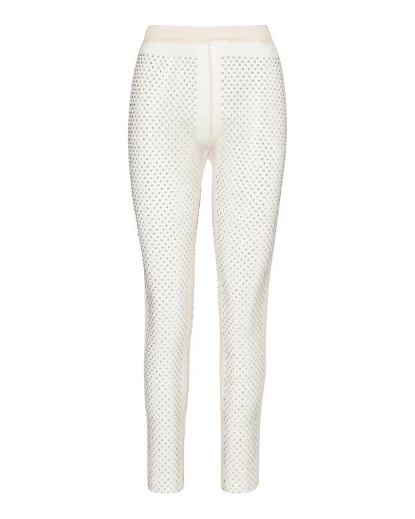 Dámské Kalhoty Steve Madden Mesh Rhinestone Pants Ivory Bílé | SM-241ZM