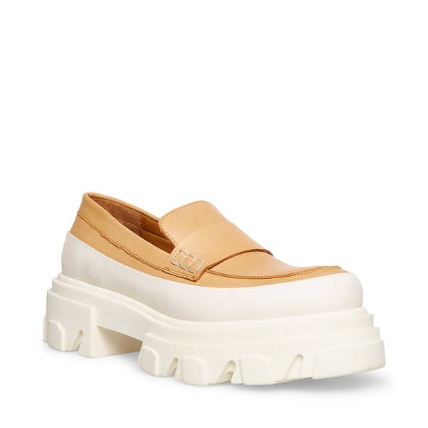 Dámské Loafers Steve Madden Flossie Tan Læder Béžový | SM-891KA