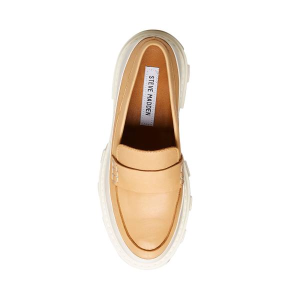 Dámské Loafers Steve Madden Flossie Tan Læder Béžový | SM-891KA