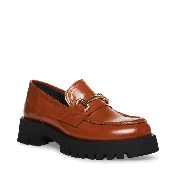 Dámské Loafers Steve Madden Lando Cognac Læder Hnědé | SM-210DT