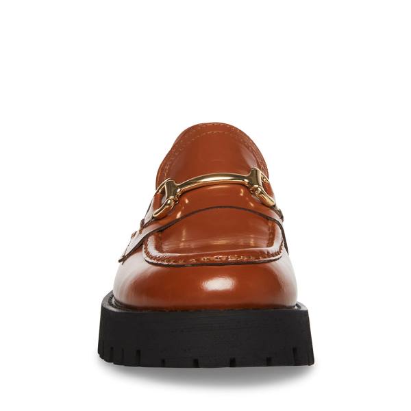 Dámské Loafers Steve Madden Lando Cognac Læder Hnědé | SM-210DT