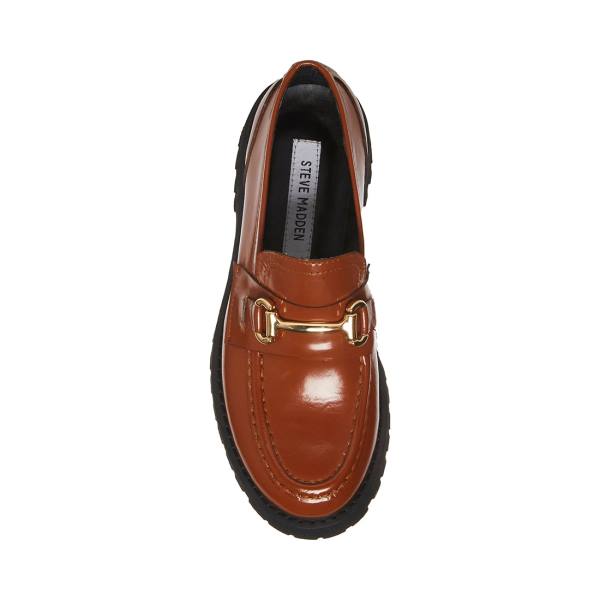 Dámské Loafers Steve Madden Lando Cognac Læder Hnědé | SM-210DT