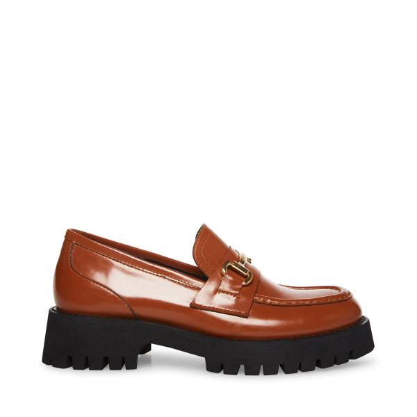 Dámské Loafers Steve Madden Lando Cognac Læder Hnědé | SM-210DT