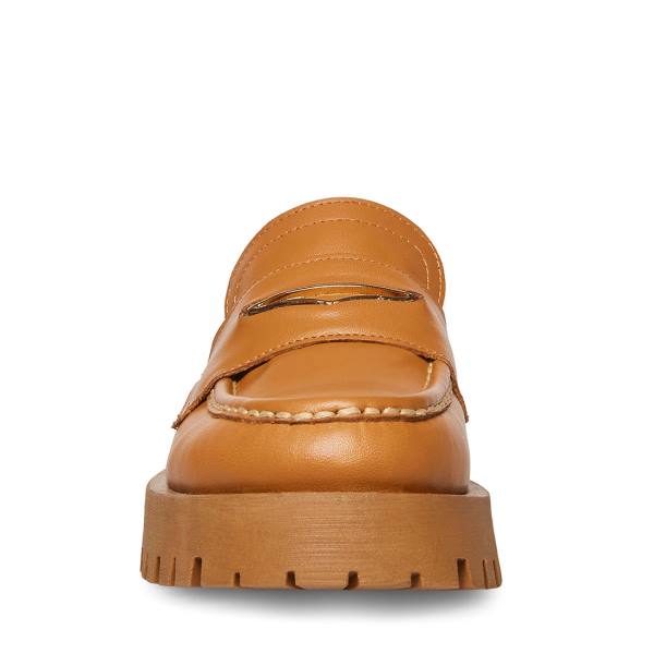 Dámské Loafers Steve Madden Lawrence Cognac Læder Hnědé | SM-523ZW