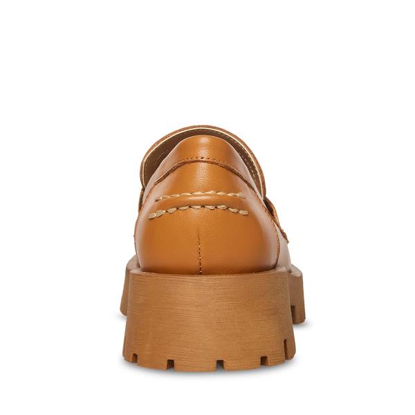 Dámské Loafers Steve Madden Lawrence Cognac Læder Hnědé | SM-523ZW