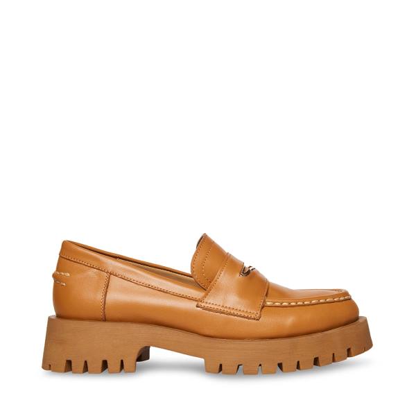 Dámské Loafers Steve Madden Lawrence Cognac Læder Hnědé | SM-523ZW