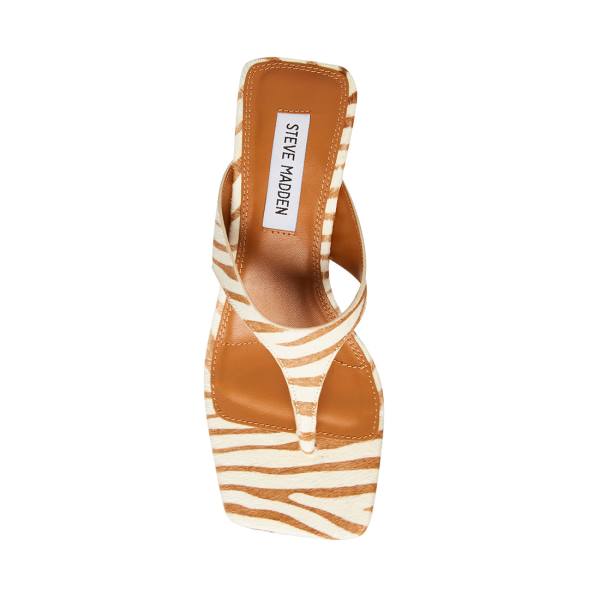 Dámské Lodičky Steve Madden Alexina Tan Pony Heel Hnědé Bílé | SM-214PO