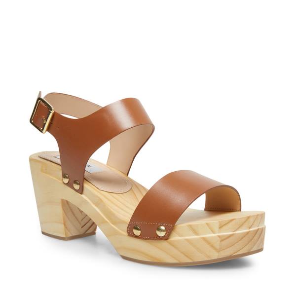 Dámské Lodičky Steve Madden Fabee Cognac Læder Heel Hnědé | SM-024HP