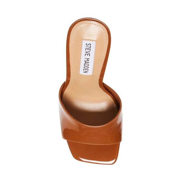 Dámské Lodičky Steve Madden Signal Cognac Lakovaná Heel Hnědé | SM-268TN