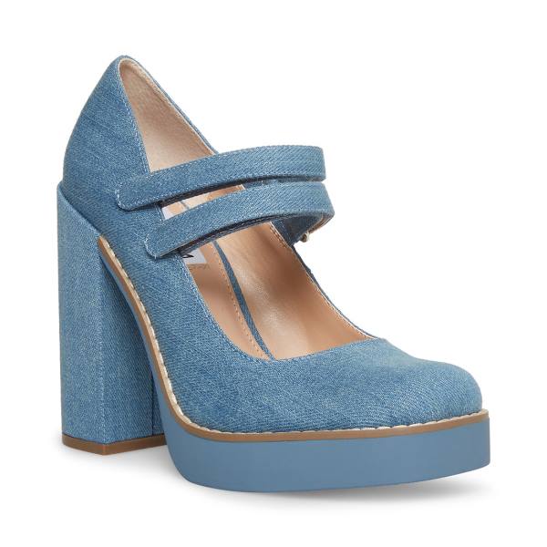 Dámské Lodičky Steve Madden Twice Denim Fabric Heel Blankyt | SM-942HF