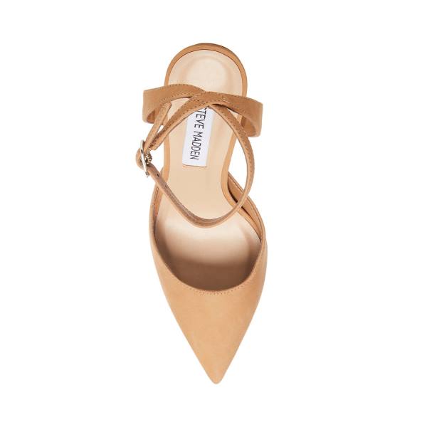 Dámské Lodičky Steve Madden Vase Camel Nubuck Heel Hnědé | SM-540AQ