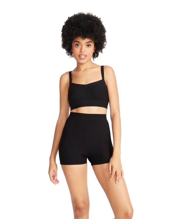 Dámské Loungewear Steve Madden Bralette And Bike Krátké Set Černé | SM-198NT