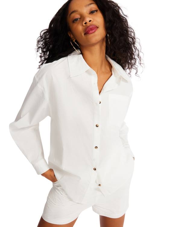 Dámské Loungewear Steve Madden Button Down Krátké Set Bílé | SM-728KD