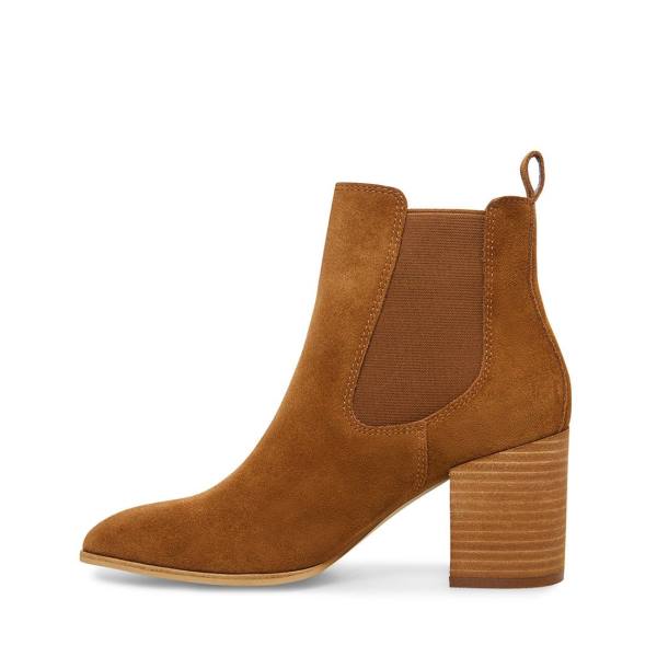 Dámské Nízké Kozačky Steve Madden Addy Cognac Semišové Hnědé | SM-385TC