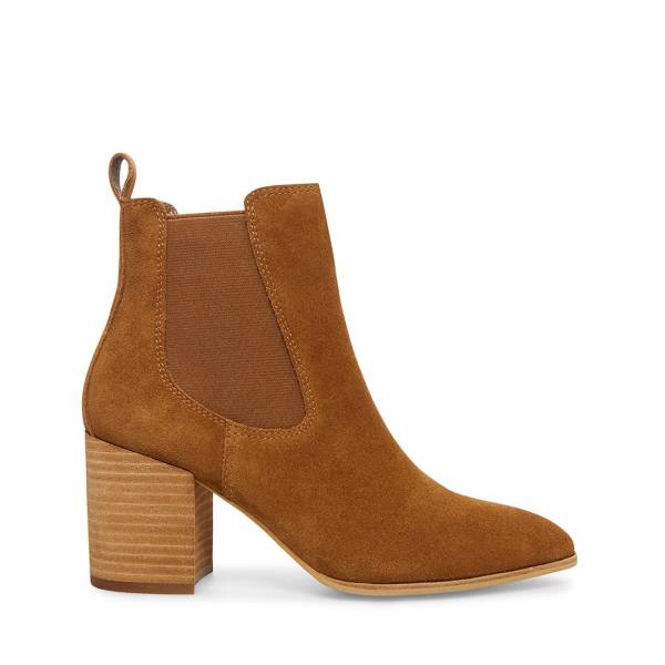 Dámské Nízké Kozačky Steve Madden Addy Cognac Semišové Hnědé | SM-385TC