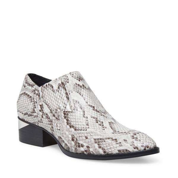 Dámské Nízké Kozačky Steve Madden Barnett Snake Černé Bílé Hadí Kůže | SM-948VF