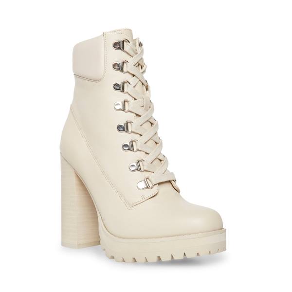 Dámské Nízké Kozačky Steve Madden Beso Bone Læder Béžový | SM-589QG