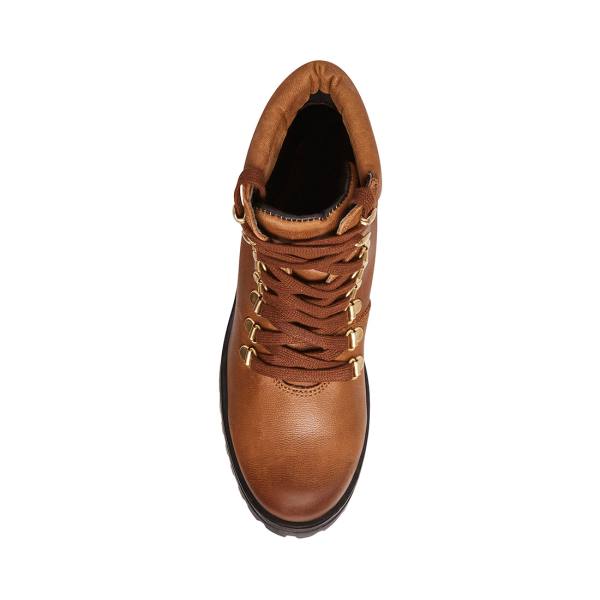 Dámské Nízké Kozačky Steve Madden Galway Cognac Læder Hnědé | SM-301DG