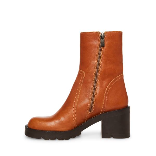 Dámské Nízké Kozačky Steve Madden Naya Cognac Læder Hnědé | SM-914BP