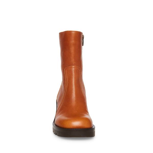 Dámské Nízké Kozačky Steve Madden Naya Cognac Læder Hnědé | SM-914BP