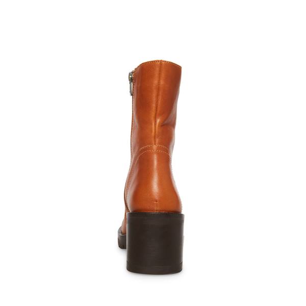 Dámské Nízké Kozačky Steve Madden Naya Cognac Læder Hnědé | SM-914BP