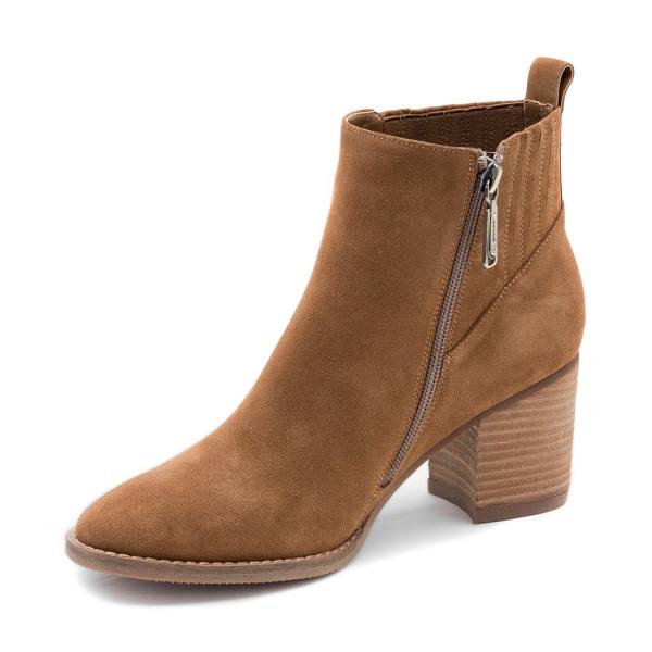 Dámské Nízké Kozačky Steve Madden Noa Nepromokavé Camel Semišové Hnědé | SM-658OV