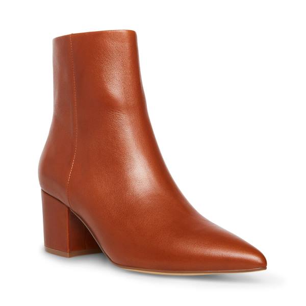 Dámské Nízké Kozačky Steve Madden Ossie Cognac Læder Hnědé | SM-375TN