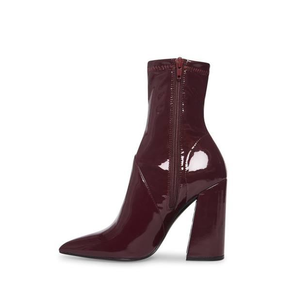 Dámské Nízké Kozačky Steve Madden Slade Burgundy Lakovaná Vínové | SM-465HN