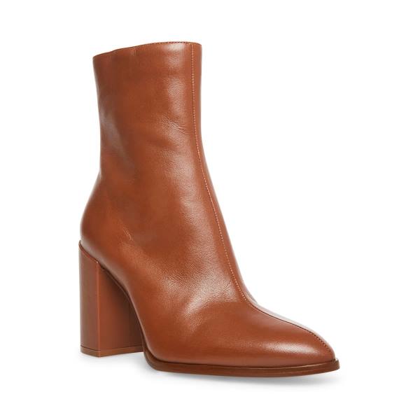 Dámské Nízké Kozačky Steve Madden Trudy Cognac Læder Hnědé | SM-304BV