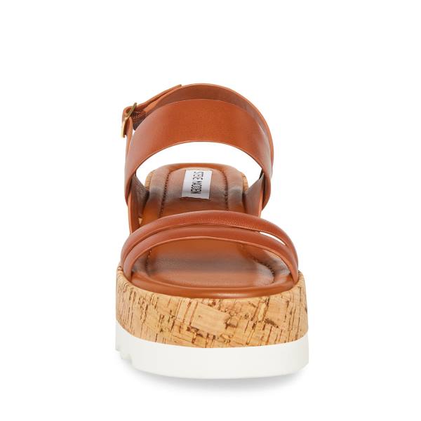 Dámské Sandály Steve Madden Athena Cognac Læder Hnědé | SM-862LV