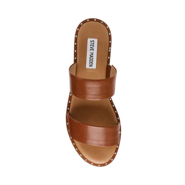 Dámské Sandály Steve Madden Ivara Cognac Læder Hnědé | SM-836SQ