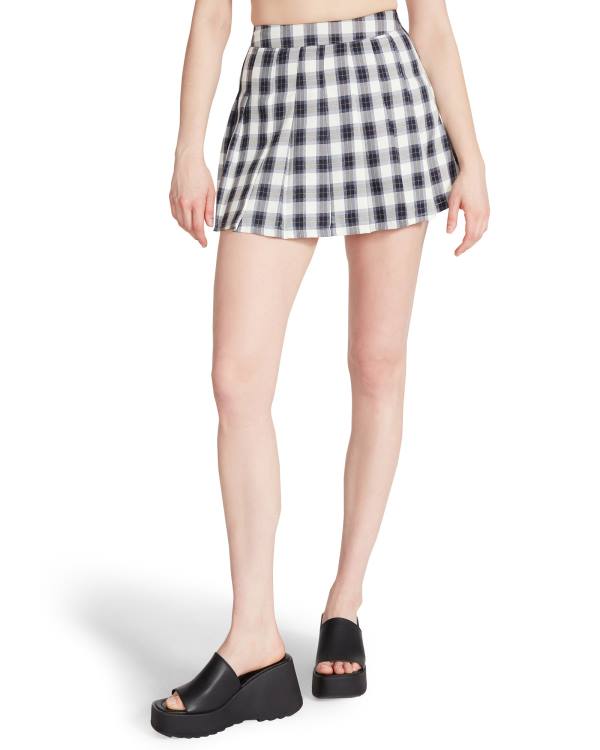 Dámské Sukně Steve Madden Plaid Pleated Mini Tmavě Blankyt | SM-205JQ