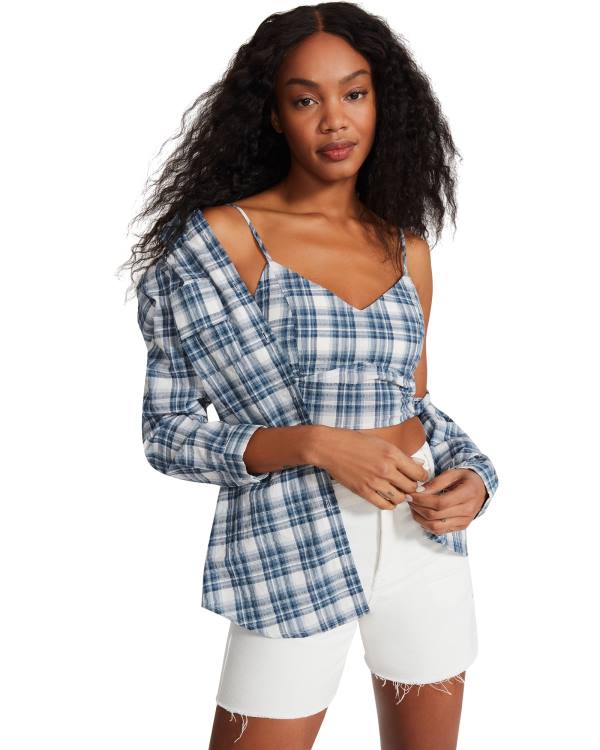 Dámské Topy Steve Madden Checkered Button Up Blankyt | SM-205JV