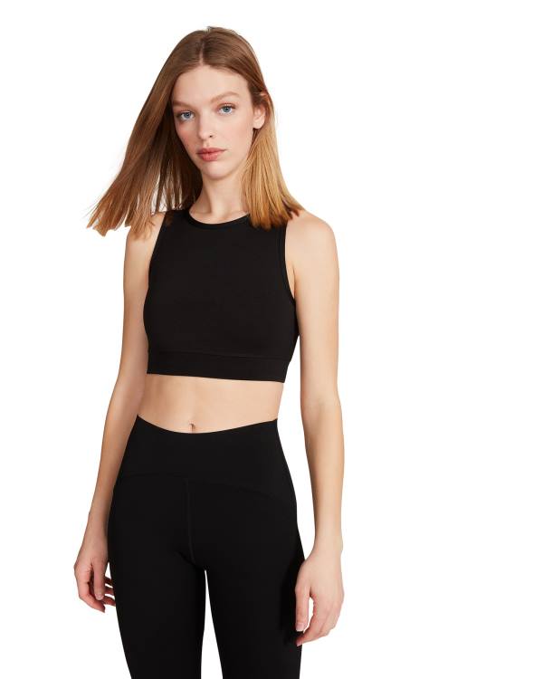 Dámské Topy Steve Madden Cropped Active Tank Černé | SM-139GL