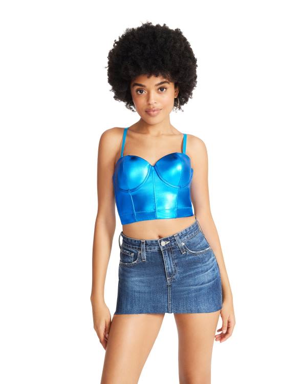 Dámské Topy Steve Madden Metallic Bustier Blankyt | SM-596WD