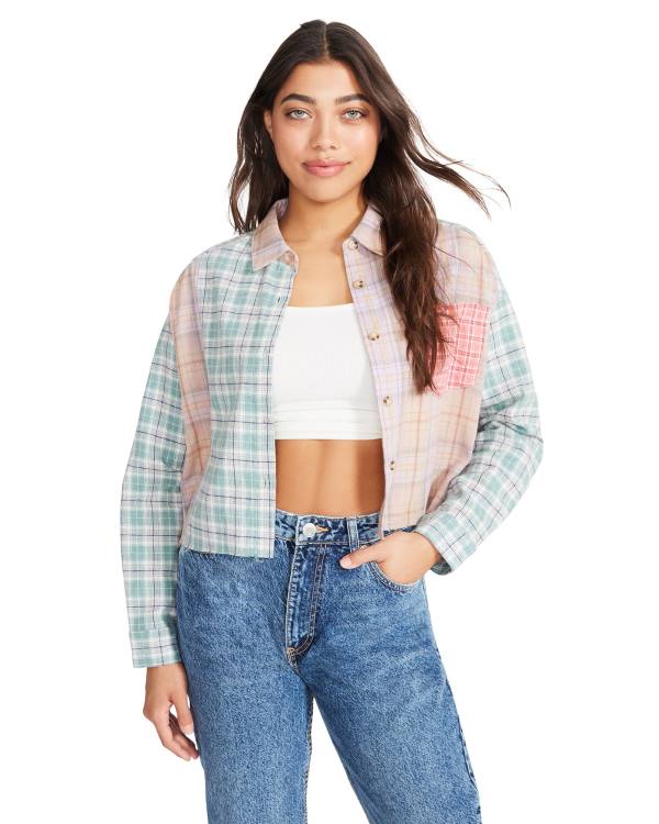 Dámské Topy Steve Madden Mixed Plaid Button Down Růžové Viacfarebný | SM-231FE