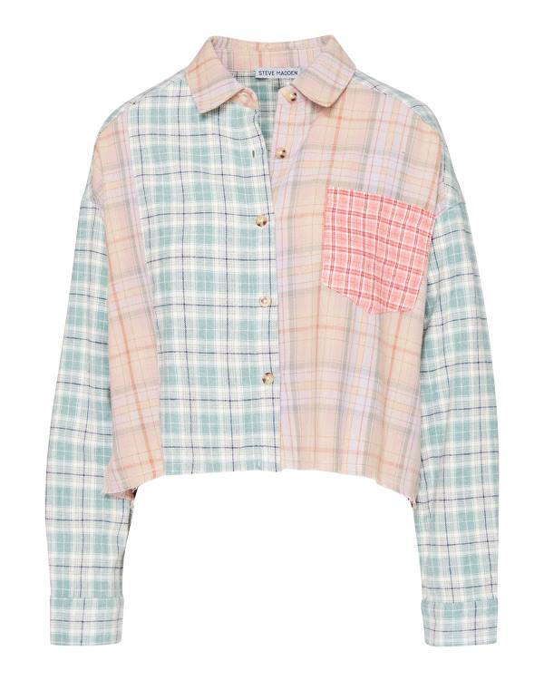 Dámské Topy Steve Madden Mixed Plaid Button Down Růžové Viacfarebný | SM-231FE