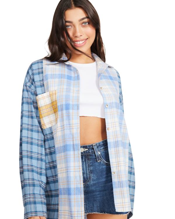 Dámské Topy Steve Madden Multi Plaid Blankyt Viacfarebný | SM-850CN