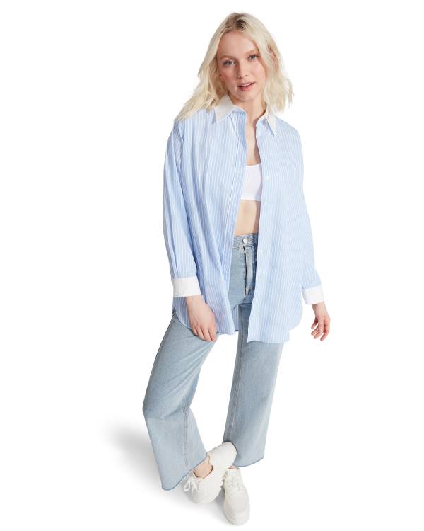 Dámské Topy Steve Madden Oversized Button Up Blankyt | SM-340GK